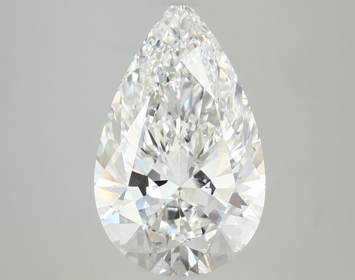 Actual 4.02 carat G Pear lab-grown diamond